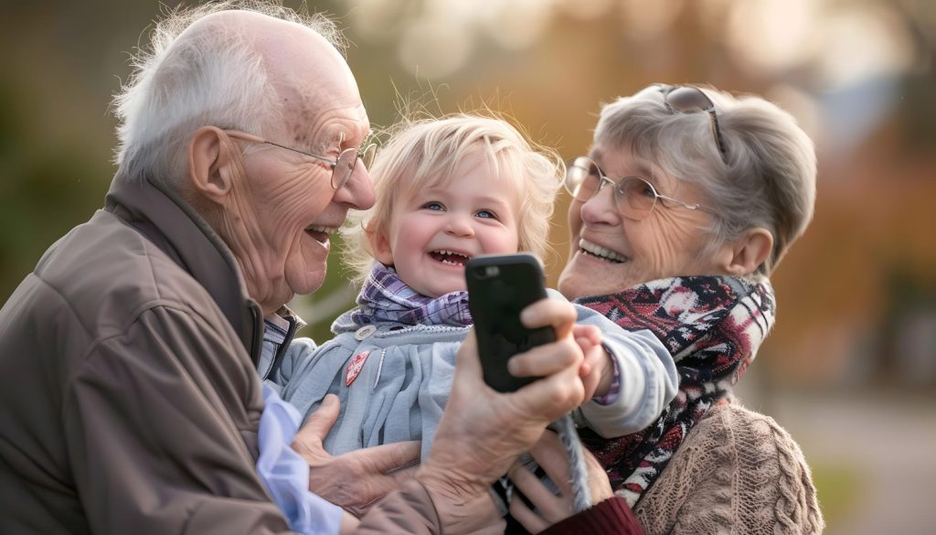 A man and a woman are taking a picture with a child