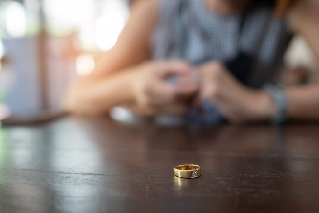 Woman broken heart with ring