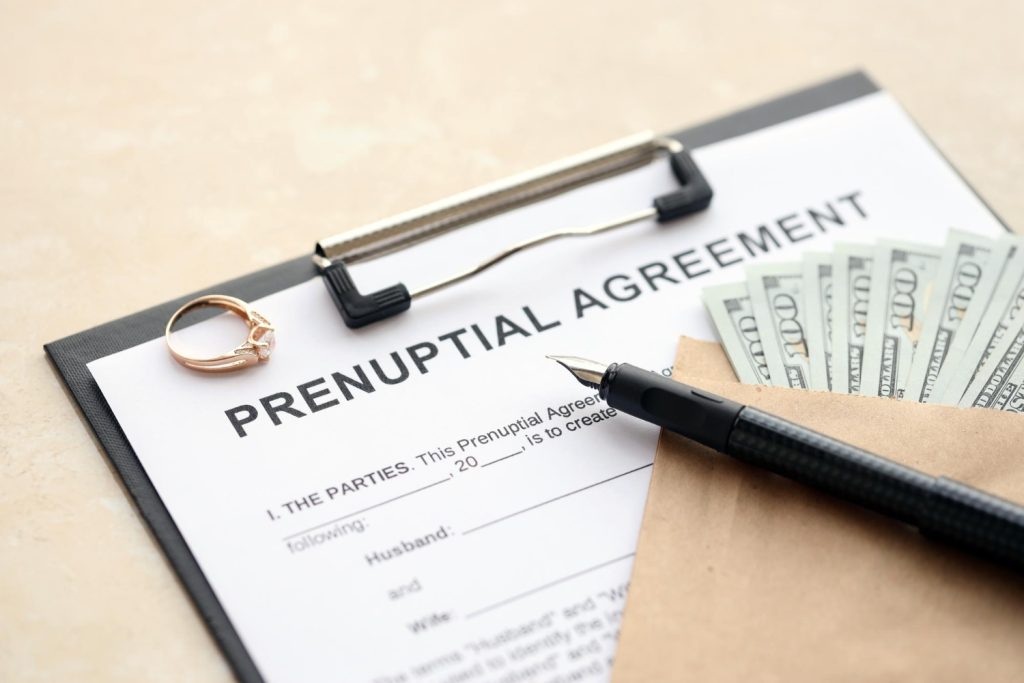 Prenuptial agreement and wedding ring